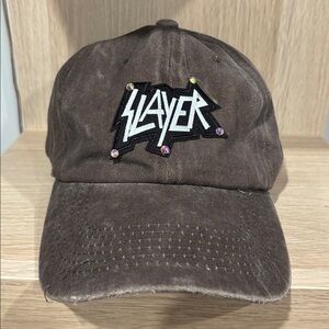 NEW Hand Crafted Unisex Slayer Logo Dark Taupe Cap